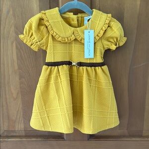 Janie and Jack Mustard Yellow Dress with Brown Belt
